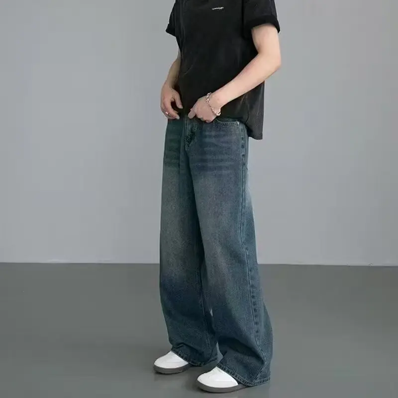 Streetwear Brand Denim - Jeans larges pour hommes, mode coréenne,
